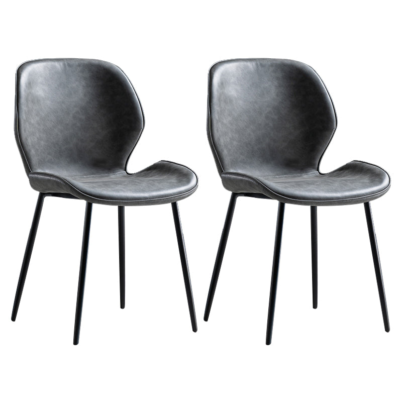 Scandinavian Leather Home Side Chair Matte Finish Wingback Dining Chair (Set of 2) Dark Gray Black Clearhalo ' kitchen&dining_furn' 'Dining Chairs' 'Dining Tables & Seating' 'dining_chair' 'furn' 'furn_dining_chair' 'Furniture' 'furniture_dining_chair' 'Kitchen & Dining Furniture' 'kitchen' 4040319