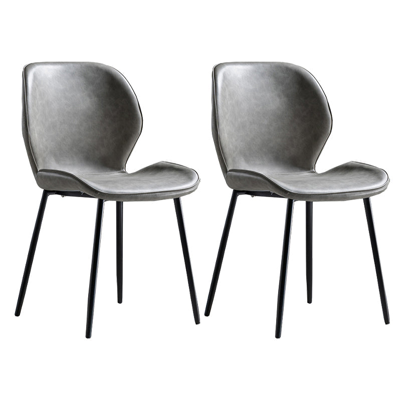 Scandinavian Leather Home Side Chair Matte Finish Wingback Dining Chair (Set of 2) Light Gray Black Clearhalo ' kitchen&dining_furn' 'Dining Chairs' 'Dining Tables & Seating' 'dining_chair' 'furn' 'furn_dining_chair' 'Furniture' 'furniture_dining_chair' 'Kitchen & Dining Furniture' 'kitchen' 4040320