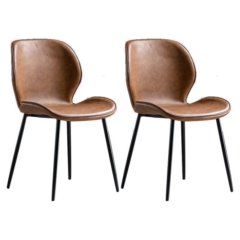 Scandinavian Leather Home Side Chair Matte Finish Wingback Dining Chair (Set of 2) Brown Black Clearhalo ' kitchen&dining_furn' 'Dining Chairs' 'Dining Tables & Seating' 'dining_chair' 'furn' 'furn_dining_chair' 'Furniture' 'furniture_dining_chair' 'Kitchen & Dining Furniture' 'kitchen' 4040323