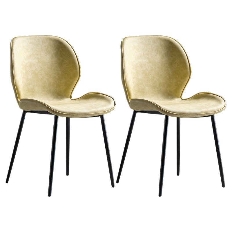 Scandinavian Leather Home Side Chair Matte Finish Wingback Dining Chair (Set of 2) Light Yellow Black Clearhalo ' kitchen&dining_furn' 'Dining Chairs' 'Dining Tables & Seating' 'dining_chair' 'furn' 'furn_dining_chair' 'Furniture' 'furniture_dining_chair' 'Kitchen & Dining Furniture' 'kitchen' 4040329