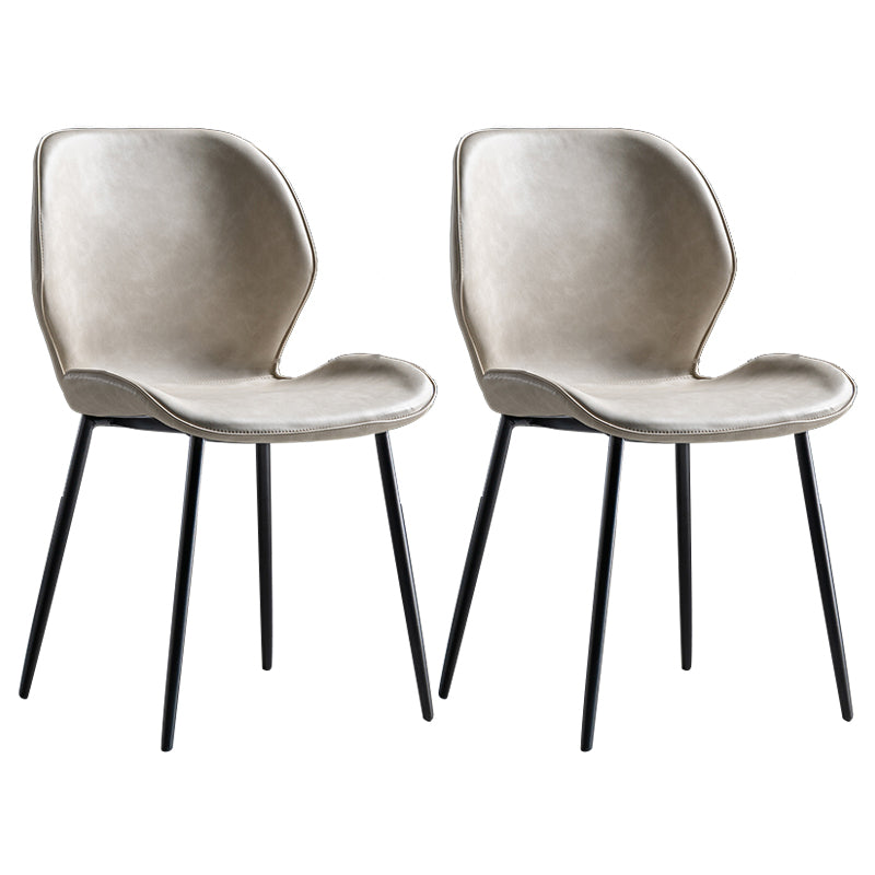 Scandinavian Leather Home Side Chair Matte Finish Wingback Dining Chair (Set of 2) Beige Black Clearhalo ' kitchen&dining_furn' 'Dining Chairs' 'Dining Tables & Seating' 'dining_chair' 'furn' 'furn_dining_chair' 'Furniture' 'furniture_dining_chair' 'Kitchen & Dining Furniture' 'kitchen' 4040335