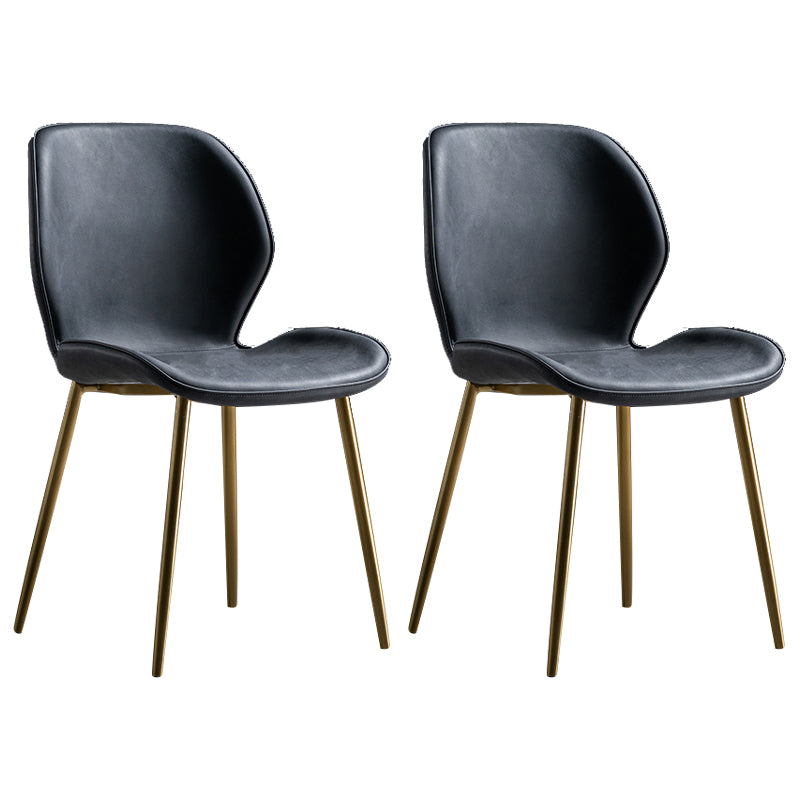 Scandinavian Leather Home Side Chair Matte Finish Wingback Dining Chair (Set of 2) Matte Black Brass Gold Clearhalo ' kitchen&dining_furn' 'Dining Chairs' 'Dining Tables & Seating' 'dining_chair' 'furn' 'furn_dining_chair' 'Furniture' 'furniture_dining_chair' 'Kitchen & Dining Furniture' 'kitchen' 4040336