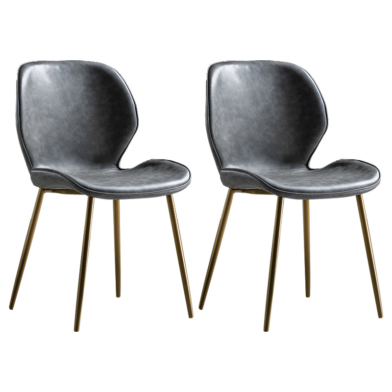 Scandinavian Leather Home Side Chair Matte Finish Wingback Dining Chair (Set of 2) Dark Gray Brass Gold Clearhalo ' kitchen&dining_furn' 'Dining Chairs' 'Dining Tables & Seating' 'dining_chair' 'furn' 'furn_dining_chair' 'Furniture' 'furniture_dining_chair' 'Kitchen & Dining Furniture' 'kitchen' 4040338