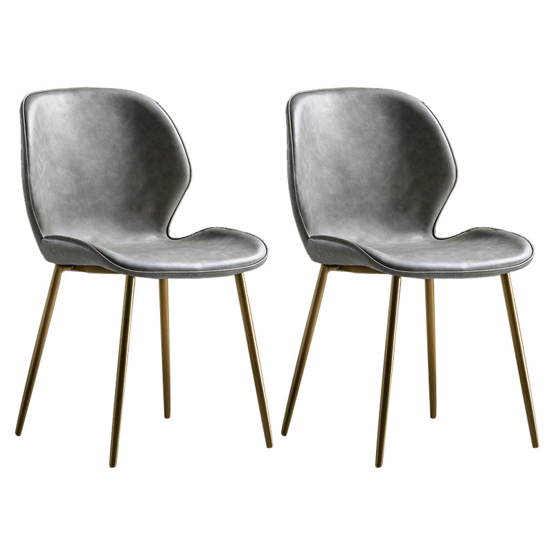 Scandinavian Leather Home Side Chair Matte Finish Wingback Dining Chair (Set of 2) Light Gray Brass Gold Clearhalo ' kitchen&dining_furn' 'Dining Chairs' 'Dining Tables & Seating' 'dining_chair' 'furn' 'furn_dining_chair' 'Furniture' 'furniture_dining_chair' 'Kitchen & Dining Furniture' 'kitchen' 4040341