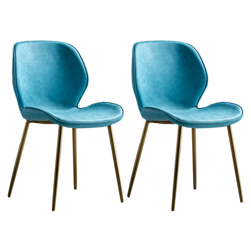 Scandinavian Leather Home Side Chair Matte Finish Wingback Dining Chair (Set of 2) Blue Brass Gold Clearhalo ' kitchen&dining_furn' 'Dining Chairs' 'Dining Tables & Seating' 'dining_chair' 'furn' 'furn_dining_chair' 'Furniture' 'furniture_dining_chair' 'Kitchen & Dining Furniture' 'kitchen' 4040344