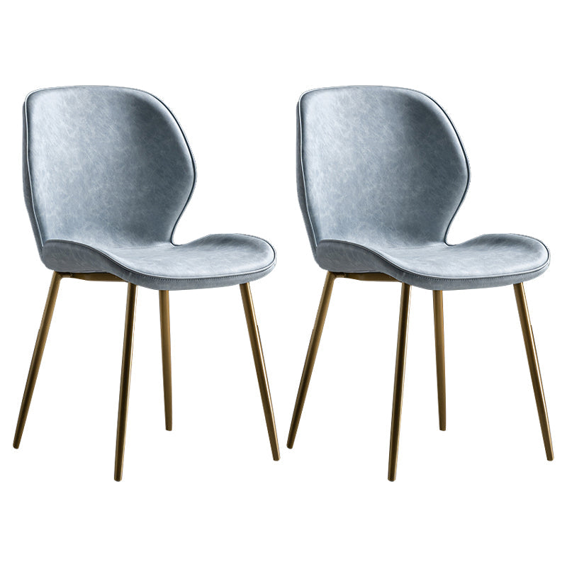 Scandinavian Leather Home Side Chair Matte Finish Wingback Dining Chair (Set of 2) Light Blue Brass Gold Clearhalo ' kitchen&dining_furn' 'Dining Chairs' 'Dining Tables & Seating' 'dining_chair' 'furn' 'furn_dining_chair' 'Furniture' 'furniture_dining_chair' 'Kitchen & Dining Furniture' 'kitchen' 4040345