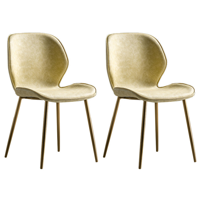 Scandinavian Leather Home Side Chair Matte Finish Wingback Dining Chair (Set of 2) Light Yellow Brass Gold Clearhalo ' kitchen&dining_furn' 'Dining Chairs' 'Dining Tables & Seating' 'dining_chair' 'furn' 'furn_dining_chair' 'Furniture' 'furniture_dining_chair' 'Kitchen & Dining Furniture' 'kitchen' 4040346