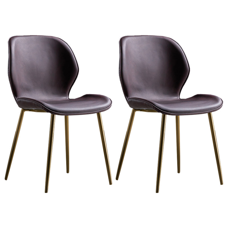 Scandinavian Leather Home Side Chair Matte Finish Wingback Dining Chair (Set of 2) Red Brown Brass Gold Clearhalo ' kitchen&dining_furn' 'Dining Chairs' 'Dining Tables & Seating' 'dining_chair' 'furn' 'furn_dining_chair' 'Furniture' 'furniture_dining_chair' 'Kitchen & Dining Furniture' 'kitchen' 4040347