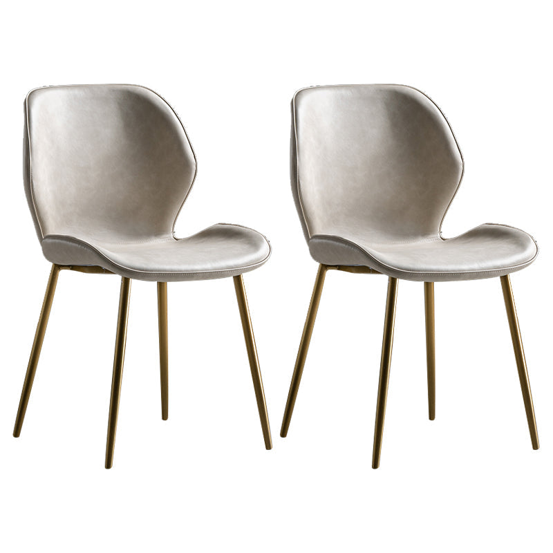 Scandinavian Leather Home Side Chair Matte Finish Wingback Dining Chair (Set of 2) Beige Brass Gold Clearhalo ' kitchen&dining_furn' 'Dining Chairs' 'Dining Tables & Seating' 'dining_chair' 'furn' 'furn_dining_chair' 'Furniture' 'furniture_dining_chair' 'Kitchen & Dining Furniture' 'kitchen' 4040349