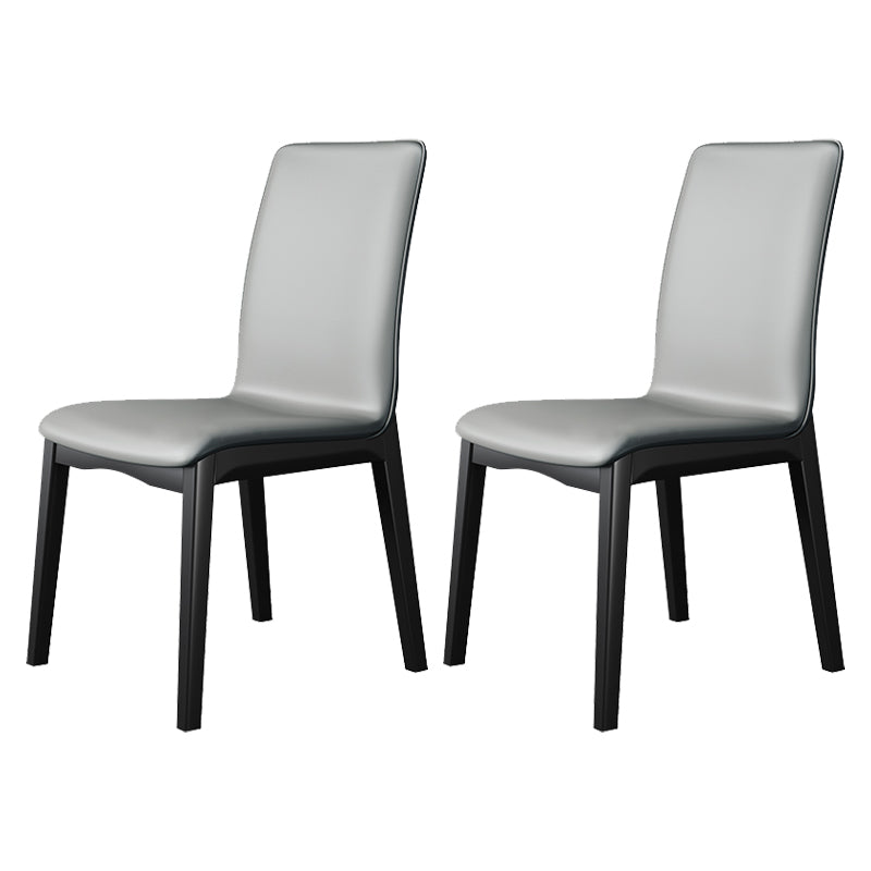 Scandinavian Style Wood Dining Chair Dining Room Solid Back Armless Chair (Set of 2) Dark Gray Black Clearhalo ' kitchen&dining_furn' 'Dining Chairs' 'Dining Tables & Seating' 'dining_chair' 'furn' 'furn_dining_chair' 'Furniture' 'furniture_dining_chair' 'Kitchen & Dining Furniture' 'kitchen' 4040352