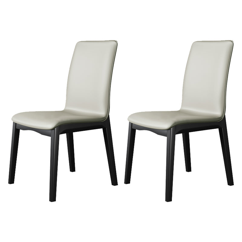 Scandinavian Style Wood Dining Chair Dining Room Solid Back Armless Chair (Set of 2) Light Gray Black Clearhalo ' kitchen&dining_furn' 'Dining Chairs' 'Dining Tables & Seating' 'dining_chair' 'furn' 'furn_dining_chair' 'Furniture' 'furniture_dining_chair' 'Kitchen & Dining Furniture' 'kitchen' 4040354