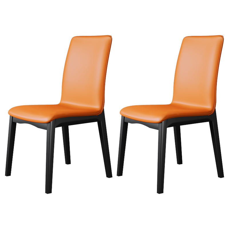 Scandinavian Style Wood Dining Chair Dining Room Solid Back Armless Chair (Set of 2) Orange Black Clearhalo ' kitchen&dining_furn' 'Dining Chairs' 'Dining Tables & Seating' 'dining_chair' 'furn' 'furn_dining_chair' 'Furniture' 'furniture_dining_chair' 'Kitchen & Dining Furniture' 'kitchen' 4040356