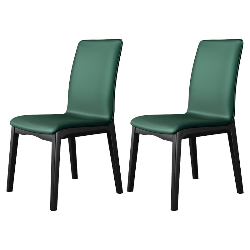 Scandinavian Style Wood Dining Chair Dining Room Solid Back Armless Chair (Set of 2) Green Black Clearhalo ' kitchen&dining_furn' 'Dining Chairs' 'Dining Tables & Seating' 'dining_chair' 'furn' 'furn_dining_chair' 'Furniture' 'furniture_dining_chair' 'Kitchen & Dining Furniture' 'kitchen' 4040358