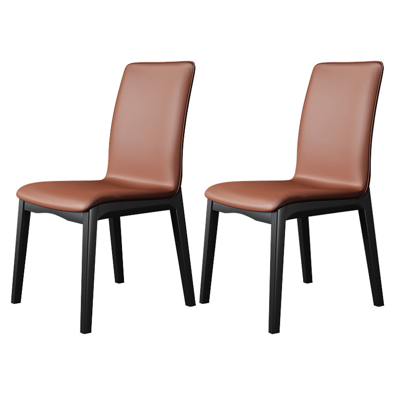 Scandinavian Style Wood Dining Chair Dining Room Solid Back Armless Chair (Set of 2) Coffee Black Clearhalo ' kitchen&dining_furn' 'Dining Chairs' 'Dining Tables & Seating' 'dining_chair' 'furn' 'furn_dining_chair' 'Furniture' 'furniture_dining_chair' 'Kitchen & Dining Furniture' 'kitchen' 4040360