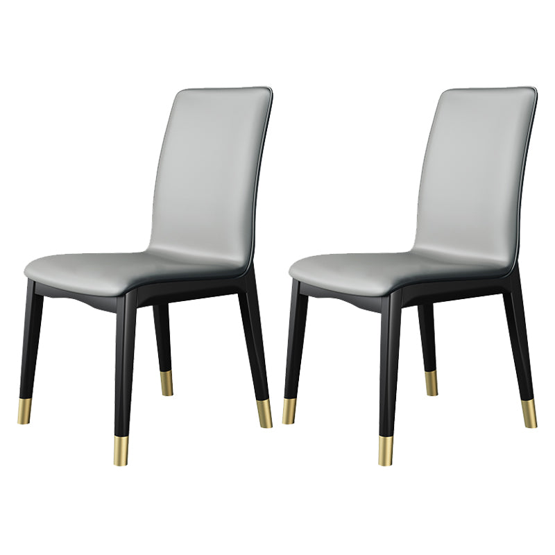 Scandinavian Style Wood Dining Chair Dining Room Solid Back Armless Chair (Set of 2) Dark Gray Black Gold Clearhalo ' kitchen&dining_furn' 'Dining Chairs' 'Dining Tables & Seating' 'dining_chair' 'furn' 'furn_dining_chair' 'Furniture' 'furniture_dining_chair' 'Kitchen & Dining Furniture' 'kitchen' 4040363