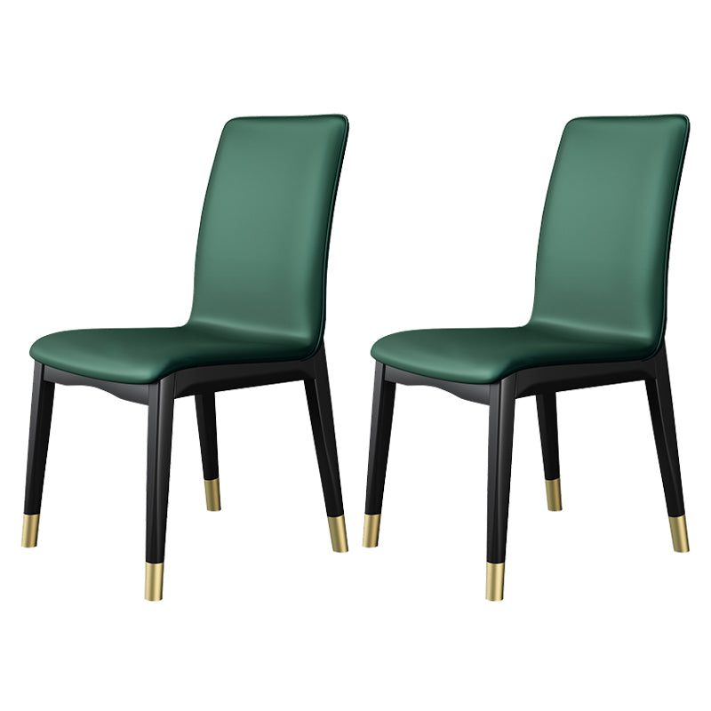 Scandinavian Style Wood Dining Chair Dining Room Solid Back Armless Chair (Set of 2) Green Black Gold Clearhalo ' kitchen&dining_furn' 'Dining Chairs' 'Dining Tables & Seating' 'dining_chair' 'furn' 'furn_dining_chair' 'Furniture' 'furniture_dining_chair' 'Kitchen & Dining Furniture' 'kitchen' 4040369