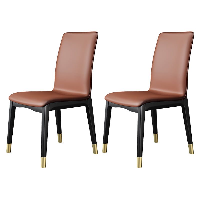 Scandinavian Style Wood Dining Chair Dining Room Solid Back Armless Chair (Set of 2) Coffee Black Gold Clearhalo ' kitchen&dining_furn' 'Dining Chairs' 'Dining Tables & Seating' 'dining_chair' 'furn' 'furn_dining_chair' 'Furniture' 'furniture_dining_chair' 'Kitchen & Dining Furniture' 'kitchen' 4040371