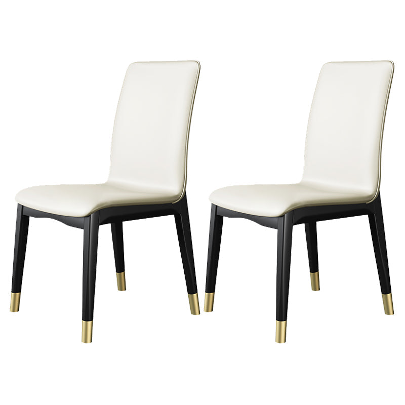 Scandinavian Style Wood Dining Chair Dining Room Solid Back Armless Chair (Set of 2) Off-White Black Gold Clearhalo ' kitchen&dining_furn' 'Dining Chairs' 'Dining Tables & Seating' 'dining_chair' 'furn' 'furn_dining_chair' 'Furniture' 'furniture_dining_chair' 'Kitchen & Dining Furniture' 'kitchen' 4040373