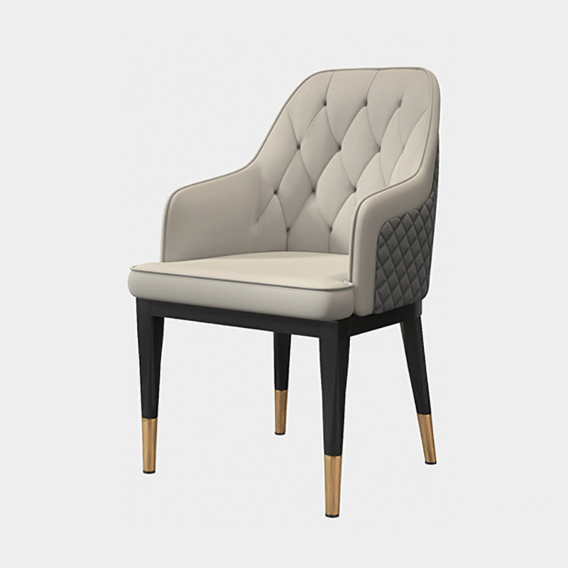 Solid Back Dining Arm Chairs Upholstered Dining Armchairs with Metal Legs Grey 1 Piece Clearhalo ' kitchen&dining_furn' 'Dining Chairs' 'Dining Tables & Seating' 'dining_chair' 'furn' 'furn_dining_chair' 'Furniture' 'furniture_dining_chair' 'Kitchen & Dining Furniture' 'kitchen' 4040378