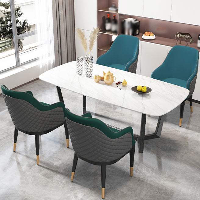 Solid Back Dining Arm Chairs Upholstered Dining Armchairs with Metal Legs Clearhalo ' kitchen&dining_furn' 'Dining Chairs' 'Dining Tables & Seating' 'dining_chair' 'furn' 'furn_dining_chair' 'Furniture' 'furniture_dining_chair' 'Kitchen & Dining Furniture' 'kitchen' 4040380