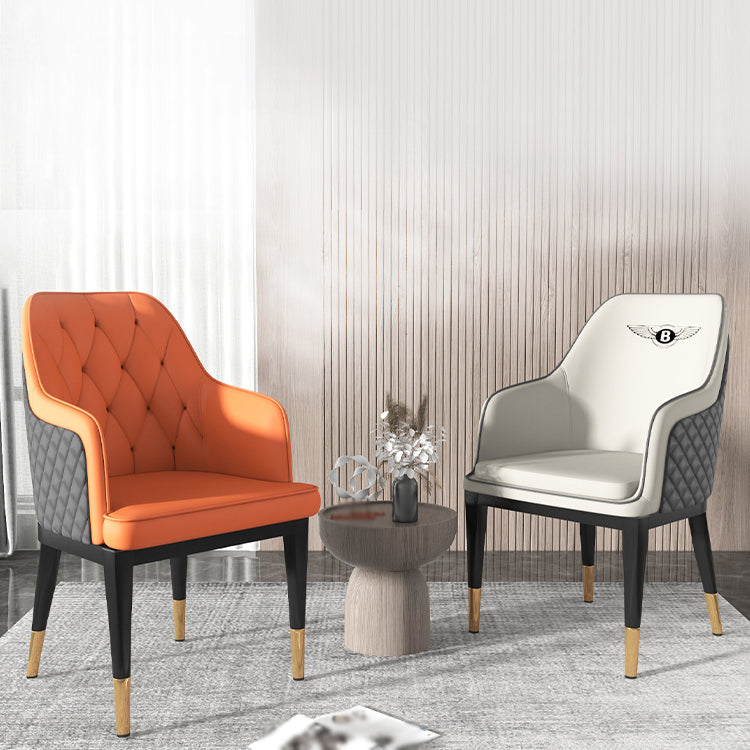 Solid Back Dining Arm Chairs Upholstered Dining Armchairs with Metal Legs Clearhalo ' kitchen&dining_furn' 'Dining Chairs' 'Dining Tables & Seating' 'dining_chair' 'furn' 'furn_dining_chair' 'Furniture' 'furniture_dining_chair' 'Kitchen & Dining Furniture' 'kitchen' 4040383