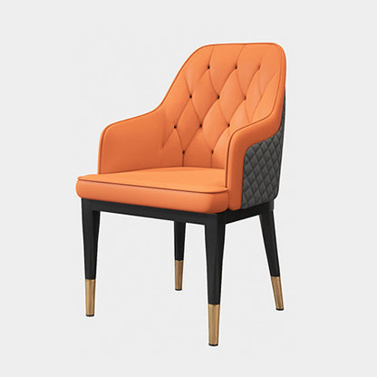 Solid Back Dining Arm Chairs Upholstered Dining Armchairs with Metal Legs Orange 1 Piece Clearhalo ' kitchen&dining_furn' 'Dining Chairs' 'Dining Tables & Seating' 'dining_chair' 'furn' 'furn_dining_chair' 'Furniture' 'furniture_dining_chair' 'Kitchen & Dining Furniture' 'kitchen' 4040384