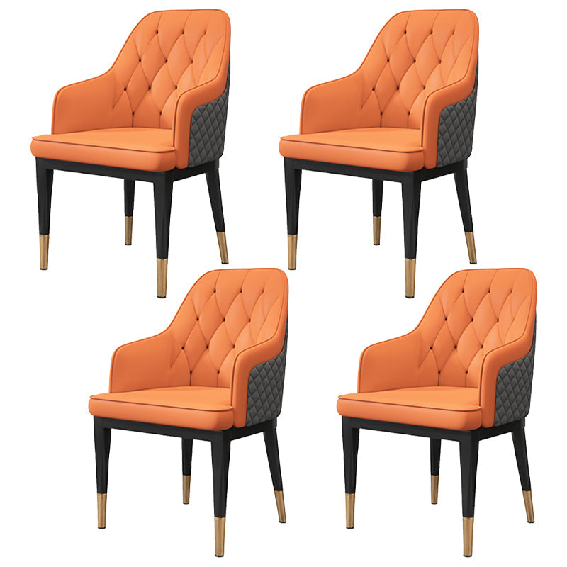 Solid Back Dining Arm Chairs Upholstered Dining Armchairs with Metal Legs Orange 4 Piece Set Clearhalo ' kitchen&dining_furn' 'Dining Chairs' 'Dining Tables & Seating' 'dining_chair' 'furn' 'furn_dining_chair' 'Furniture' 'furniture_dining_chair' 'Kitchen & Dining Furniture' 'kitchen' 4040387