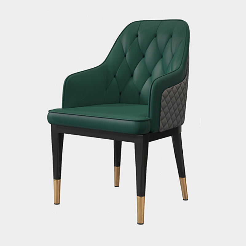 Solid Back Dining Arm Chairs Upholstered Dining Armchairs with Metal Legs Green 1 Piece Clearhalo ' kitchen&dining_furn' 'Dining Chairs' 'Dining Tables & Seating' 'dining_chair' 'furn' 'furn_dining_chair' 'Furniture' 'furniture_dining_chair' 'Kitchen & Dining Furniture' 'kitchen' 4040394