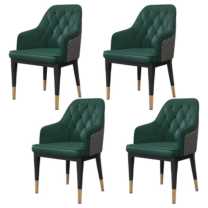 Solid Back Dining Arm Chairs Upholstered Dining Armchairs with Metal Legs Green 4 Piece Set Clearhalo ' kitchen&dining_furn' 'Dining Chairs' 'Dining Tables & Seating' 'dining_chair' 'furn' 'furn_dining_chair' 'Furniture' 'furniture_dining_chair' 'Kitchen & Dining Furniture' 'kitchen' 4040396