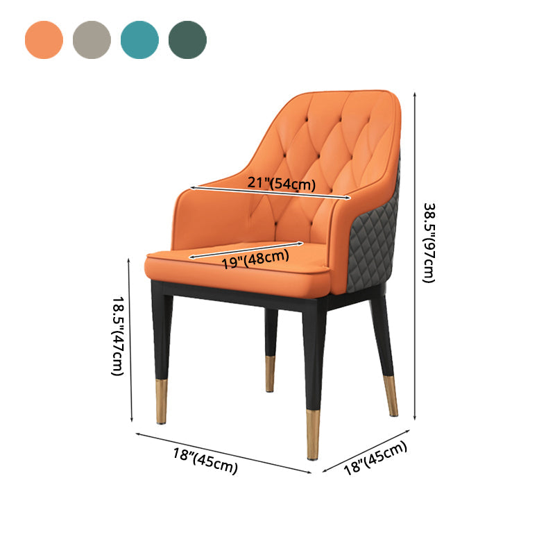 Solid Back Dining Arm Chairs Upholstered Dining Armchairs with Metal Legs Clearhalo ' kitchen&dining_furn' 'Dining Chairs' 'Dining Tables & Seating' 'dining_chair' 'furn' 'furn_dining_chair' 'Furniture' 'furniture_dining_chair' 'Kitchen & Dining Furniture' 'kitchen' 4040397