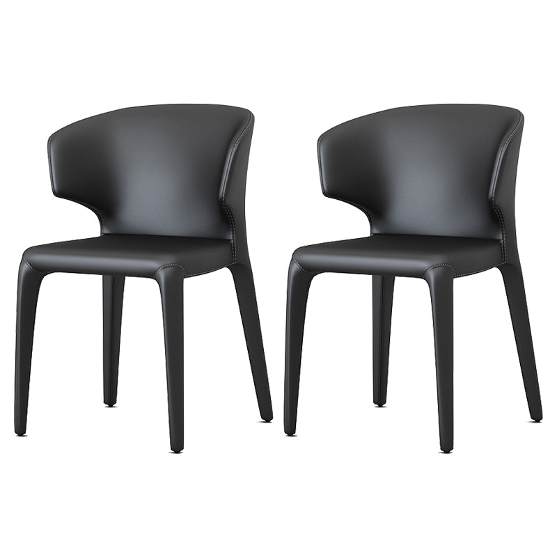 Designer Style Dining Arm Chair Matte Finish Wingback Dining Chair (Set of 2) Black Clearhalo ' kitchen&dining_furn' 'Dining Chairs' 'Dining Tables & Seating' 'dining_chair' 'furn' 'furn_dining_chair' 'Furniture' 'furniture_dining_chair' 'Kitchen & Dining Furniture' 'kitchen' 4040399