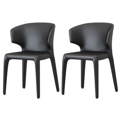Designer Style Dining Arm Chair Matte Finish Wingback Dining Chair (Set of 2) Black Clearhalo ' kitchen&dining_furn' 'Dining Chairs' 'Dining Tables & Seating' 'dining_chair' 'furn' 'furn_dining_chair' 'Furniture' 'furniture_dining_chair' 'Kitchen & Dining Furniture' 'kitchen' 4040399