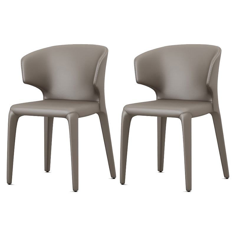 Designer Style Dining Arm Chair Matte Finish Wingback Dining Chair (Set of 2) Silver Gray Clearhalo ' kitchen&dining_furn' 'Dining Chairs' 'Dining Tables & Seating' 'dining_chair' 'furn' 'furn_dining_chair' 'Furniture' 'furniture_dining_chair' 'Kitchen & Dining Furniture' 'kitchen' 4040407