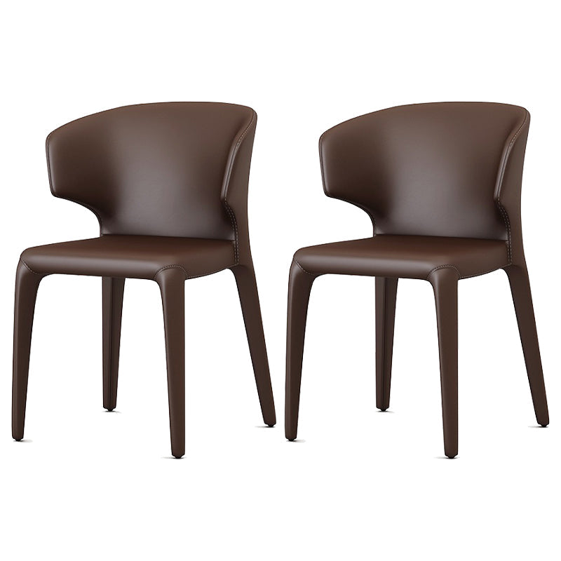 Designer Style Dining Arm Chair Matte Finish Wingback Dining Chair (Set of 2) Dark Coffee Clearhalo ' kitchen&dining_furn' 'Dining Chairs' 'Dining Tables & Seating' 'dining_chair' 'furn' 'furn_dining_chair' 'Furniture' 'furniture_dining_chair' 'Kitchen & Dining Furniture' 'kitchen' 4040412