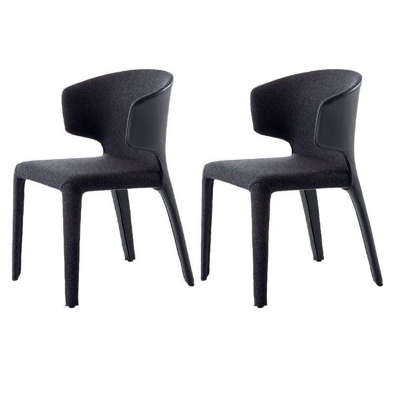 Designer Style Dining Arm Chair Matte Finish Wingback Dining Chair (Set of 2) Light Gray-Black Clearhalo ' kitchen&dining_furn' 'Dining Chairs' 'Dining Tables & Seating' 'dining_chair' 'furn' 'furn_dining_chair' 'Furniture' 'furniture_dining_chair' 'Kitchen & Dining Furniture' 'kitchen' 4040414
