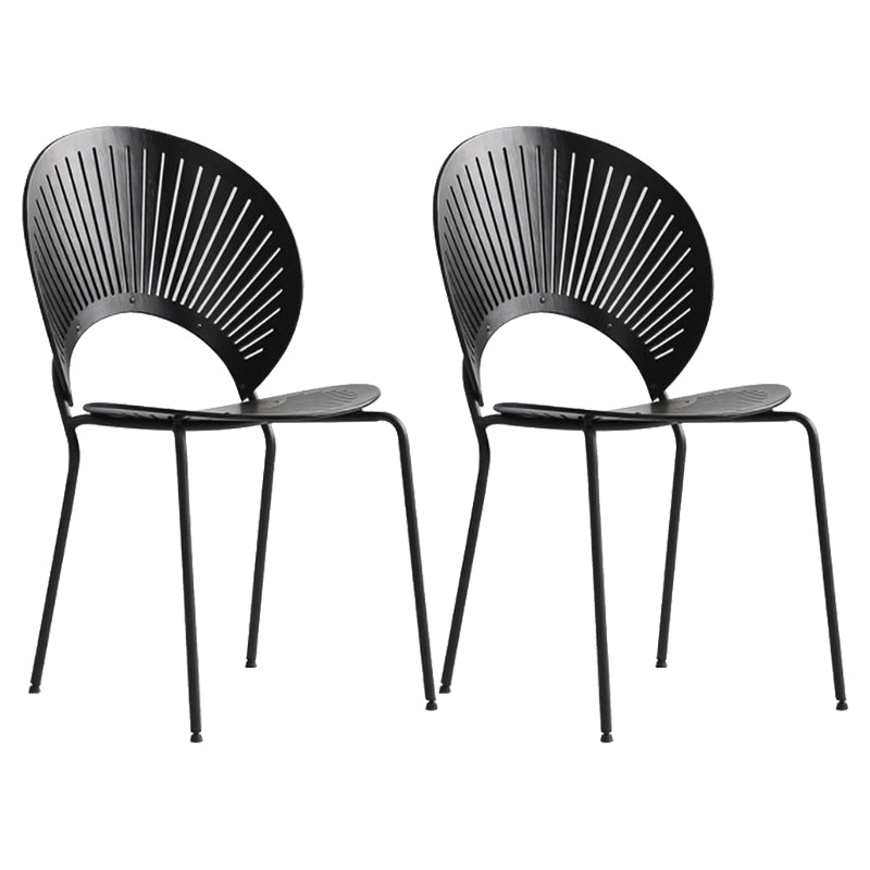 Contemporary Metal Dining Room Chairs Armless Open Back Dining Side Chair Black 2 Piece Set Clearhalo ' kitchen&dining_furn' 'Dining Chairs' 'Dining Tables & Seating' 'dining_chair' 'furn' 'furn_dining_chair' 'Furniture' 'furniture_dining_chair' 'Kitchen & Dining Furniture' 'kitchen' 4040420