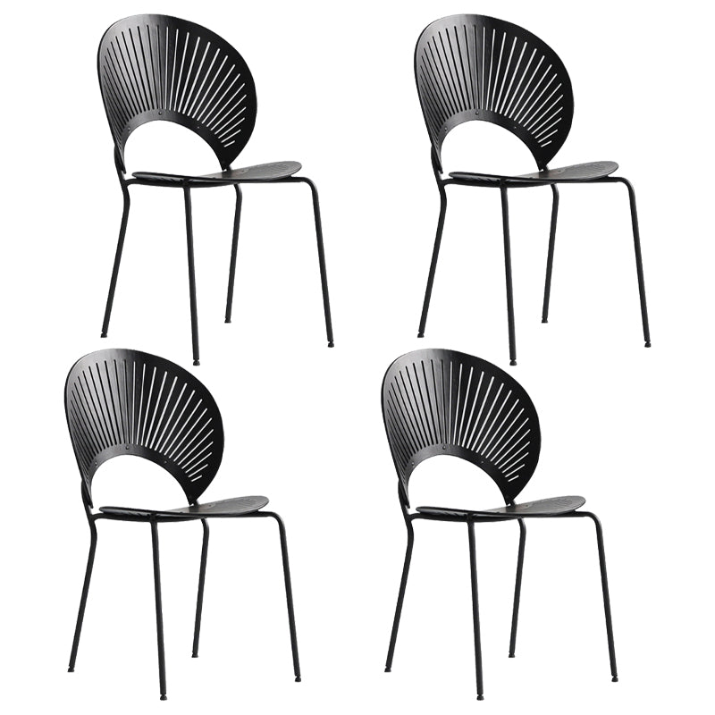 Contemporary Metal Dining Room Chairs Armless Open Back Dining Side Chair Black 4 Piece Set Clearhalo ' kitchen&dining_furn' 'Dining Chairs' 'Dining Tables & Seating' 'dining_chair' 'furn' 'furn_dining_chair' 'Furniture' 'furniture_dining_chair' 'Kitchen & Dining Furniture' 'kitchen' 4040422