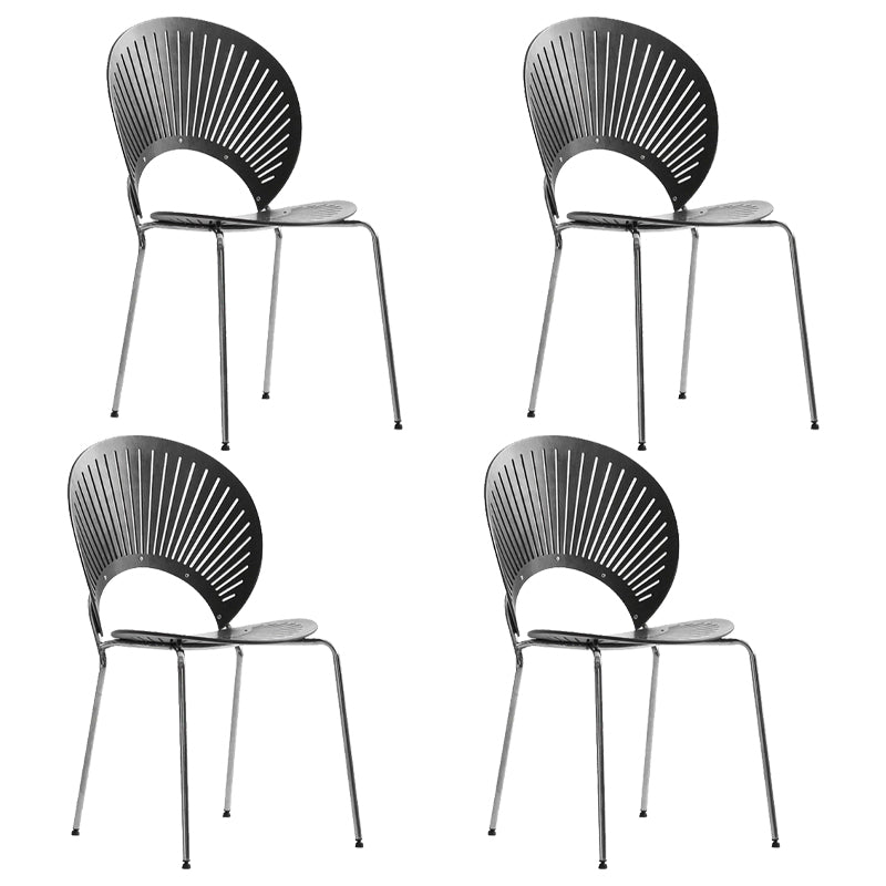 Contemporary Metal Dining Room Chairs Armless Open Back Dining Side Chair Grey 4 Piece Set Clearhalo ' kitchen&dining_furn' 'Dining Chairs' 'Dining Tables & Seating' 'dining_chair' 'furn' 'furn_dining_chair' 'Furniture' 'furniture_dining_chair' 'Kitchen & Dining Furniture' 'kitchen' 4040428