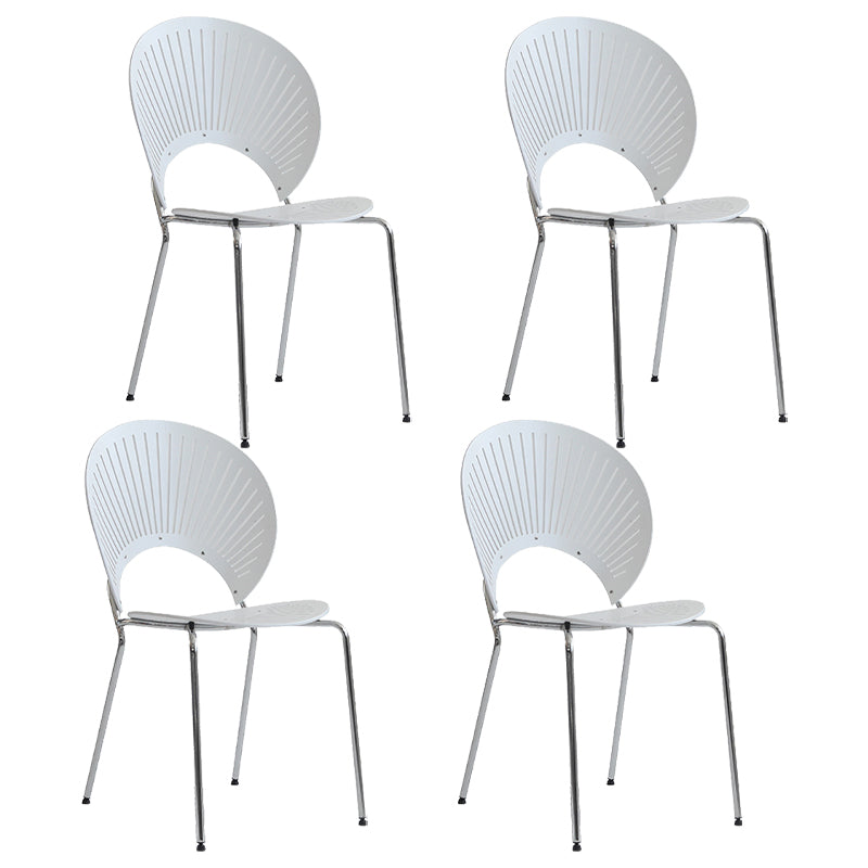 Contemporary Metal Dining Room Chairs Armless Open Back Dining Side Chair White 4 Piece Set Clearhalo ' kitchen&dining_furn' 'Dining Chairs' 'Dining Tables & Seating' 'dining_chair' 'furn' 'furn_dining_chair' 'Furniture' 'furniture_dining_chair' 'Kitchen & Dining Furniture' 'kitchen' 4040434
