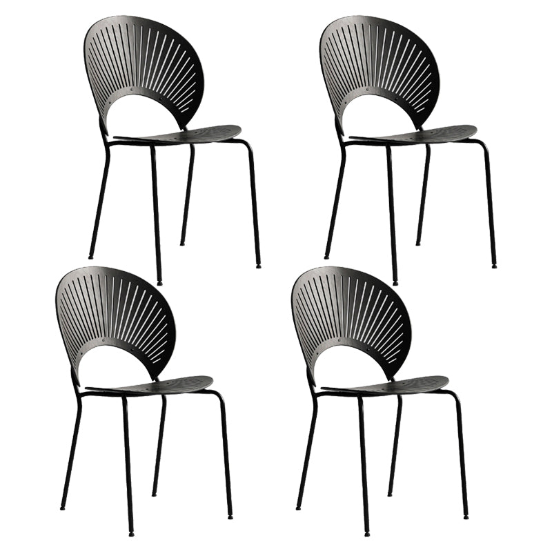 Contemporary Metal Dining Room Chairs Armless Open Back Dining Side Chair Gray Black 4 Piece Set Clearhalo ' kitchen&dining_furn' 'Dining Chairs' 'Dining Tables & Seating' 'dining_chair' 'furn' 'furn_dining_chair' 'Furniture' 'furniture_dining_chair' 'Kitchen & Dining Furniture' 'kitchen' 4040446