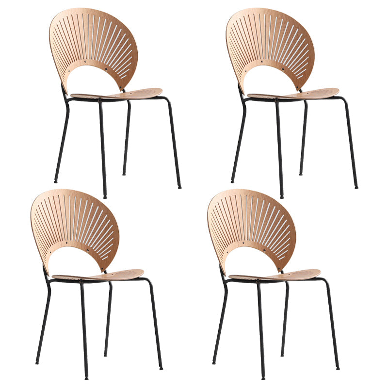 Contemporary Metal Dining Room Chairs Armless Open Back Dining Side Chair Black-Apricot 4 Piece Set Clearhalo ' kitchen&dining_furn' 'Dining Chairs' 'Dining Tables & Seating' 'dining_chair' 'furn' 'furn_dining_chair' 'Furniture' 'furniture_dining_chair' 'Kitchen & Dining Furniture' 'kitchen' 4040449