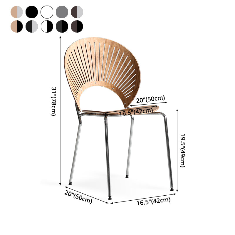 Contemporary Metal Dining Room Chairs Armless Open Back Dining Side Chair Clearhalo ' kitchen&dining_furn' 'Dining Chairs' 'Dining Tables & Seating' 'dining_chair' 'furn' 'furn_dining_chair' 'Furniture' 'furniture_dining_chair' 'Kitchen & Dining Furniture' 'kitchen' 4040456