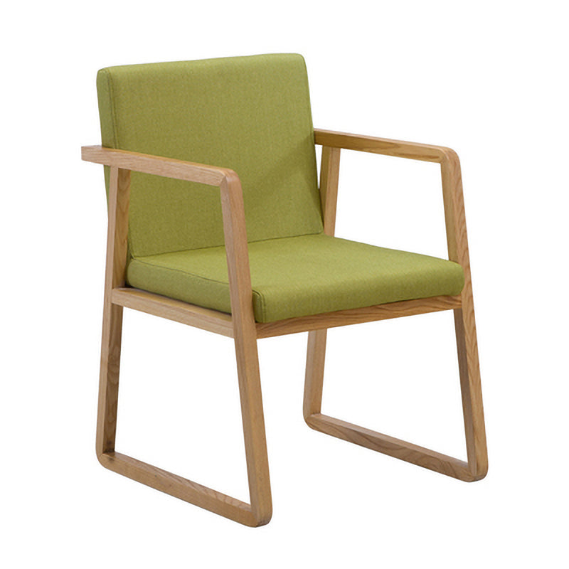 Contemporary Wood Dining Arm Chairs Upholstered Fabric Dining Side Chair for Restaurant Green 1 Piece Natural Wood Clearhalo ' kitchen&dining_furn' 'Dining Chairs' 'Dining Tables & Seating' 'dining_chair' 'furn' 'furn_dining_chair' 'Furniture' 'furniture_dining_chair' 'Kitchen & Dining Furniture' 'kitchen' 4040464