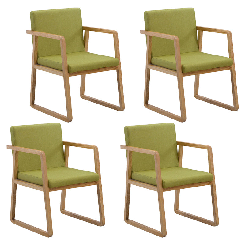 Contemporary Wood Dining Arm Chairs Upholstered Fabric Dining Side Chair for Restaurant Green 4 Piece Set Natural Wood Clearhalo ' kitchen&dining_furn' 'Dining Chairs' 'Dining Tables & Seating' 'dining_chair' 'furn' 'furn_dining_chair' 'Furniture' 'furniture_dining_chair' 'Kitchen & Dining Furniture' 'kitchen' 4040468