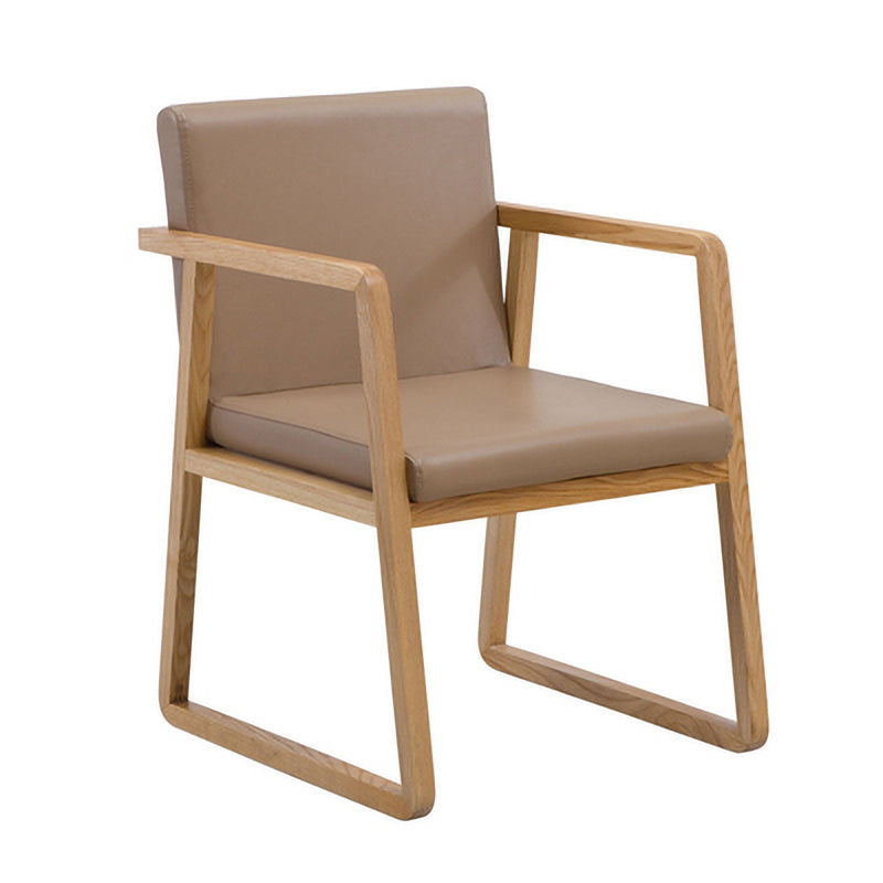 Contemporary Wood Dining Arm Chairs Upholstered Fabric Dining Side Chair for Restaurant Khaki 1 Piece Natural Wood Clearhalo ' kitchen&dining_furn' 'Dining Chairs' 'Dining Tables & Seating' 'dining_chair' 'furn' 'furn_dining_chair' 'Furniture' 'furniture_dining_chair' 'Kitchen & Dining Furniture' 'kitchen' 4040469