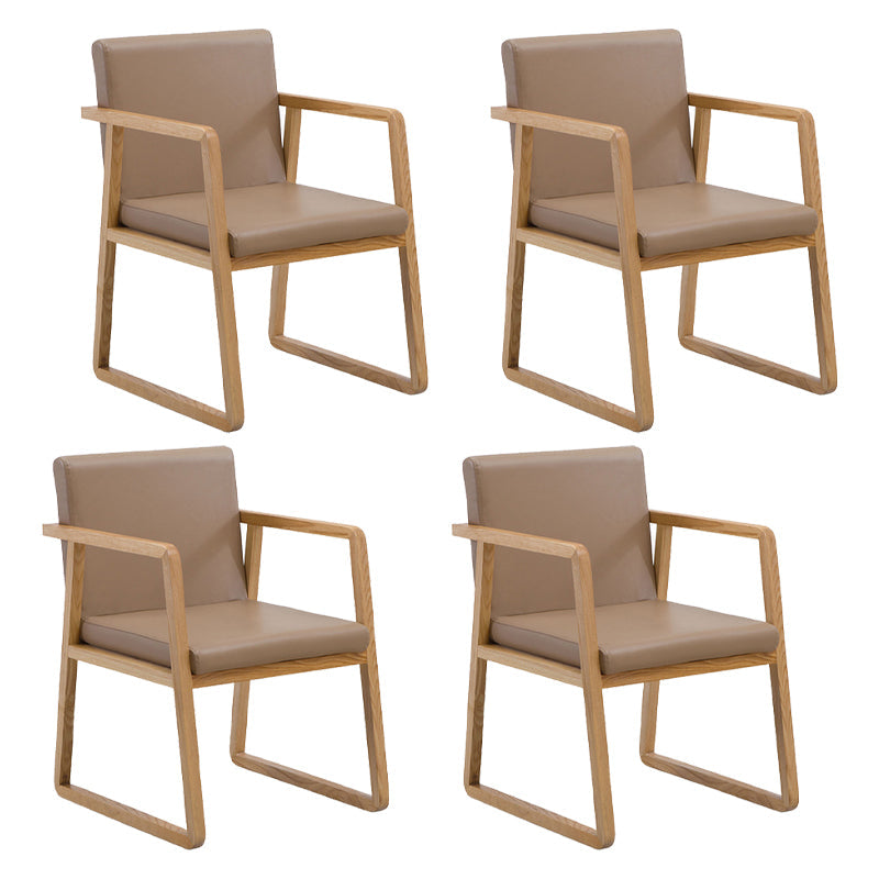Contemporary Wood Dining Arm Chairs Upholstered Fabric Dining Side Chair for Restaurant Khaki 4 Piece Set Natural Wood Clearhalo ' kitchen&dining_furn' 'Dining Chairs' 'Dining Tables & Seating' 'dining_chair' 'furn' 'furn_dining_chair' 'Furniture' 'furniture_dining_chair' 'Kitchen & Dining Furniture' 'kitchen' 4040473