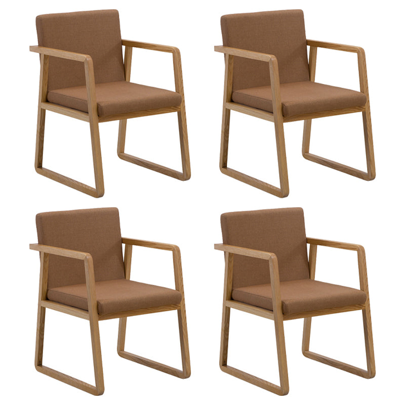 Contemporary Wood Dining Arm Chairs Upholstered Fabric Dining Side Chair for Restaurant Light Brown 4 Piece Set Natural Wood Clearhalo ' kitchen&dining_furn' 'Dining Chairs' 'Dining Tables & Seating' 'dining_chair' 'furn' 'furn_dining_chair' 'Furniture' 'furniture_dining_chair' 'Kitchen & Dining Furniture' 'kitchen' 4040477