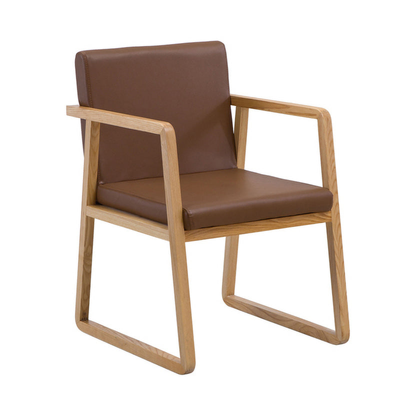 Contemporary Wood Dining Arm Chairs Upholstered Fabric Dining Side Chair for Restaurant Dark Brown 1 Piece Natural Wood Clearhalo ' kitchen&dining_furn' 'Dining Chairs' 'Dining Tables & Seating' 'dining_chair' 'furn' 'furn_dining_chair' 'Furniture' 'furniture_dining_chair' 'Kitchen & Dining Furniture' 'kitchen' 4040484