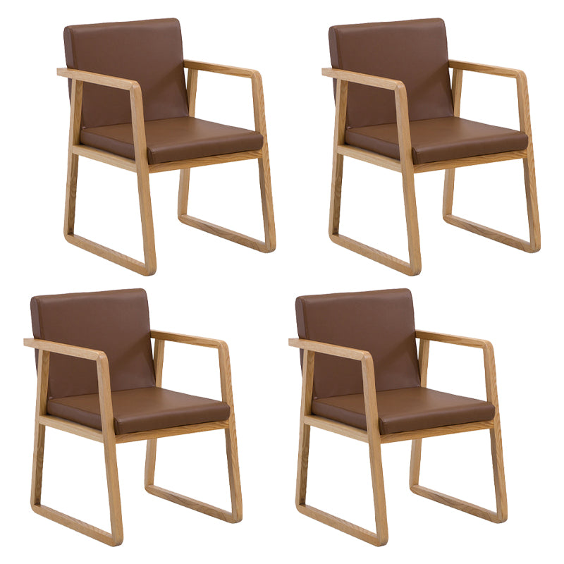 Contemporary Wood Dining Arm Chairs Upholstered Fabric Dining Side Chair for Restaurant Dark Brown 4 Piece Set Natural Wood Clearhalo ' kitchen&dining_furn' 'Dining Chairs' 'Dining Tables & Seating' 'dining_chair' 'furn' 'furn_dining_chair' 'Furniture' 'furniture_dining_chair' 'Kitchen & Dining Furniture' 'kitchen' 4040486
