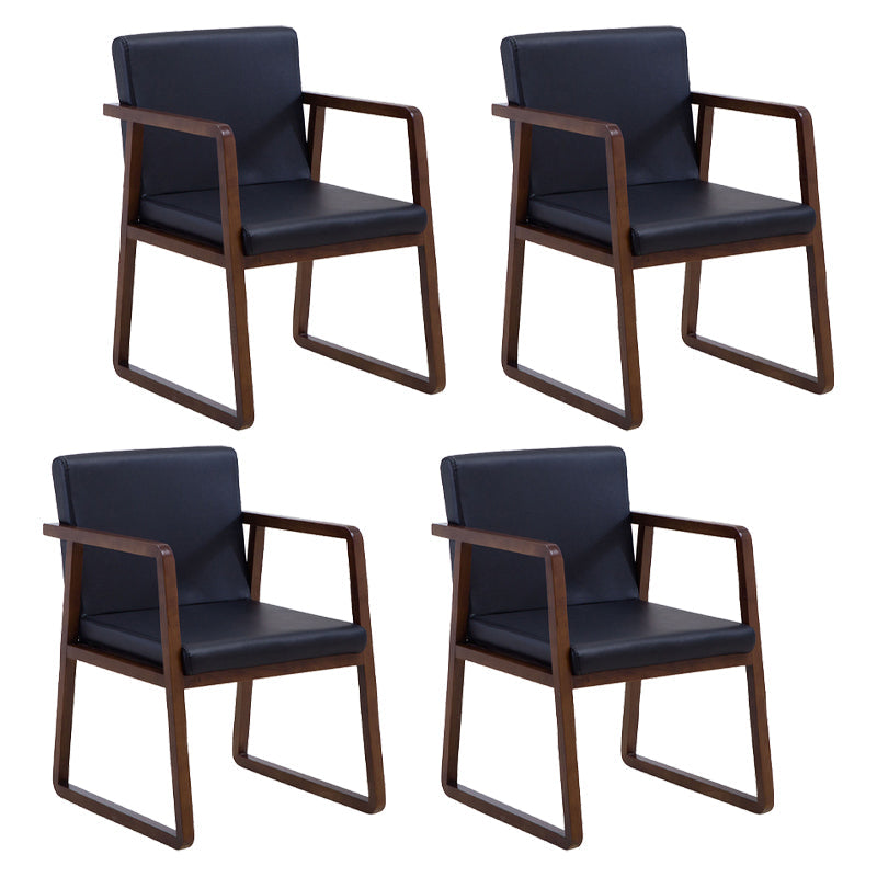 Contemporary Wood Dining Arm Chairs Upholstered Fabric Dining Side Chair for Restaurant Black 4 Piece Set Walnut Clearhalo ' kitchen&dining_furn' 'Dining Chairs' 'Dining Tables & Seating' 'dining_chair' 'furn' 'furn_dining_chair' 'Furniture' 'furniture_dining_chair' 'Kitchen & Dining Furniture' 'kitchen' 4040492